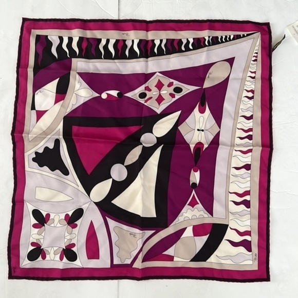 𝅺Emilio Pucci nwt bright color silk scarf abstract print - Picture 5 of 9